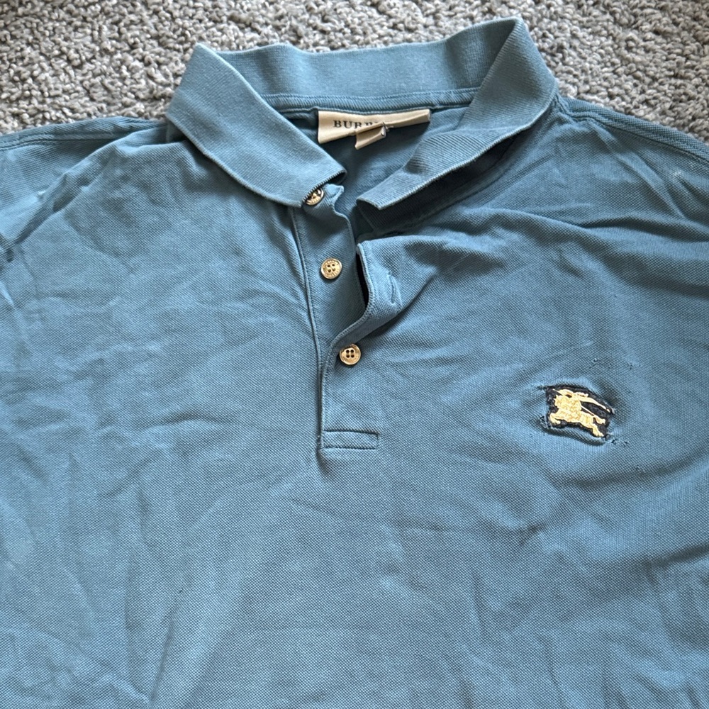 Burberry Teal Polo Shirt for Men